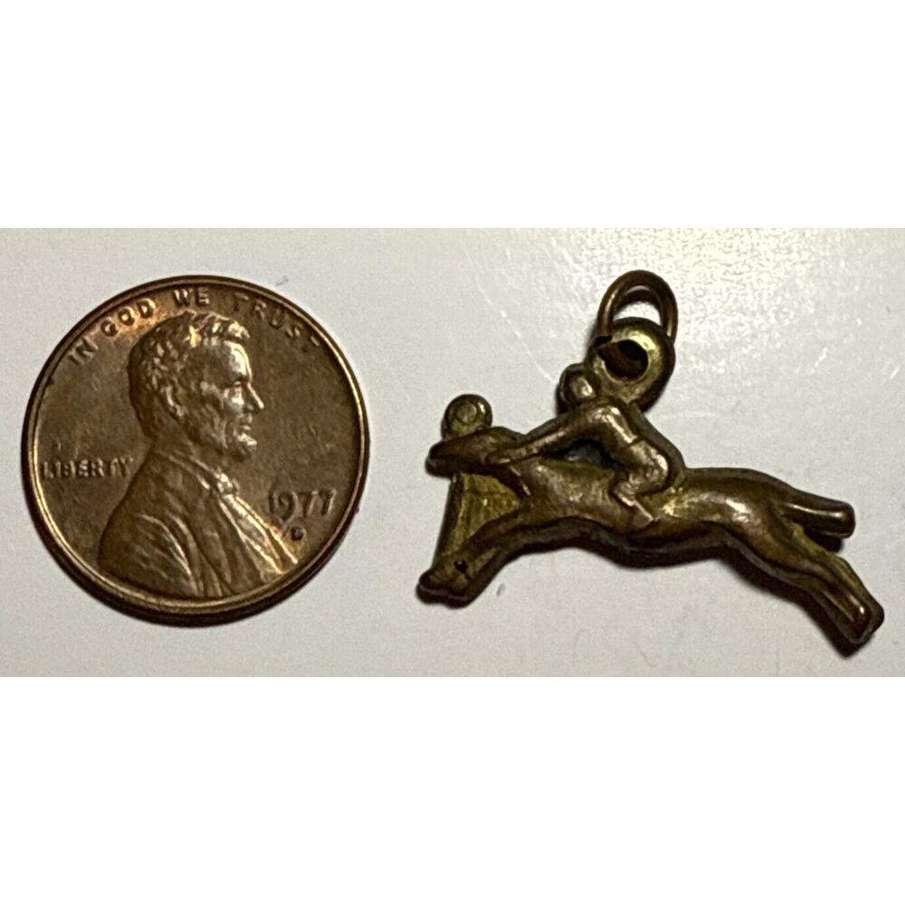 Vintage Metallic Equestrian Horse Rider Cracker Jack Charm‎ 1C